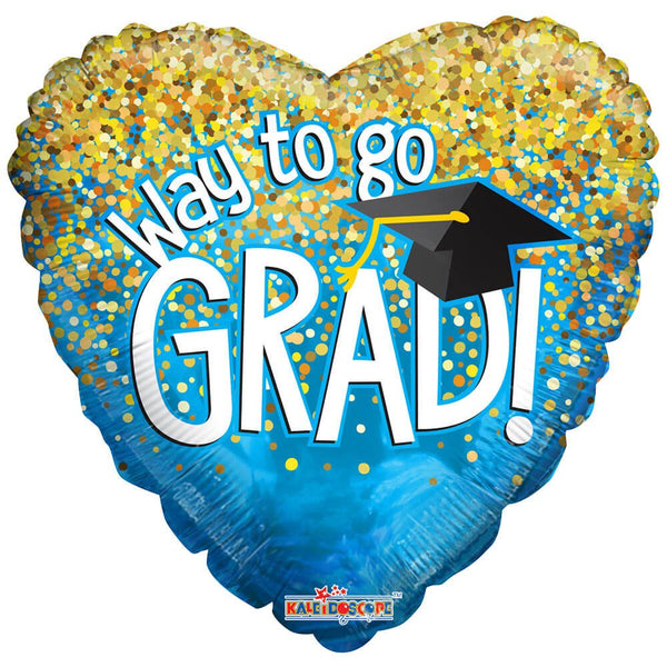 18 inch WAY TO GO GRAD BLUE HEART - LA Balloons