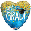 18 inch WAY TO GO GRAD BLUE HEART - LA Balloons