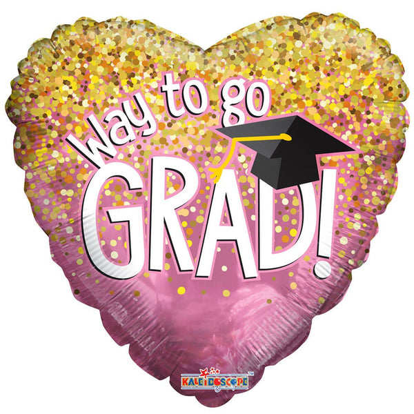 18 inch WAY TO GO GRAD PINK HEART - LA Balloons