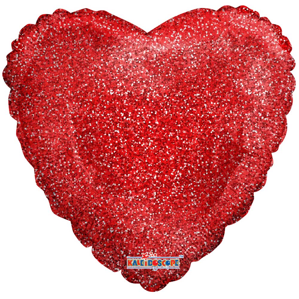 17 inch HEART - RED GLITTER