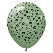 Kalisan 12 inch KALISAN SAFARI LEOPARD - EUCALYPTUS W/ BLACK INK Latex Balloons