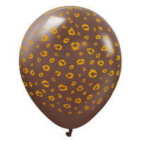 Kalisan 12 inch KALISAN SAFARI LEOPARD - CHOCOLATE BROWN W/ GOLD INK Latex Balloons