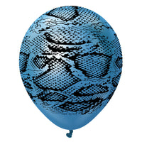 Kalisan 12 inch KALISAN SAFARI SNAKE - MIRROR BLUE W/ BLACK INK Latex Balloons