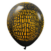 Kalisan 12 inch KALISAN SAFARI CROCODILE - BLACK W/ GOLD INK Latex Balloons