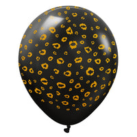 Kalisan 12 inch KALISAN SAFARI LEOPARD - BLACK W/ GOLD INK Latex Balloons