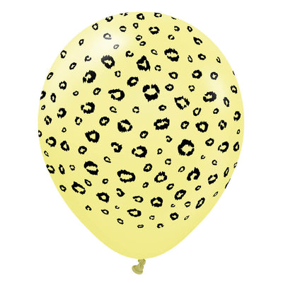 Kalisan 12 inch KALISAN SAFARI LEOPARD - MACARON YELLOW W/ BLACK INK Latex Balloons