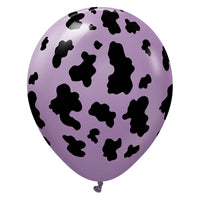 Kalisan 12 inch KALISAN SAFARI COW - LILAC W/ BLACK INK Latex Balloons