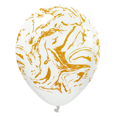 Kalisan 12 inch KALISAN SPACE NEBULA - WHITE W/ GOLD INK Latex Balloons