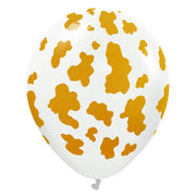 Kalisan 12 inch KALISAN SAFARI COW - WHITE W/ GOLD INK Latex Balloons