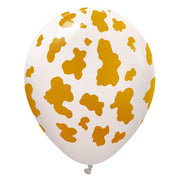 Kalisan 12 inch KALISAN SAFARI COW - WHITE SAND W/ GOLD INK Latex Balloons