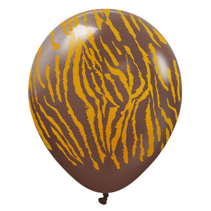 Kalisan 12 inch KALISAN SAFARI TIGER - CHOCOLATE BROWN W/ GOLD INK Latex Balloons