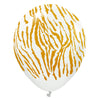 Kalisan 12 inch KALISAN SAFARI TIGER - WHITE W/ GOLD INK Latex Balloons