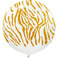 Kalisan 24 inch KALISAN SAFARI TIGER - WHITE W/ GOLD INK Latex Balloons 22458777-KL