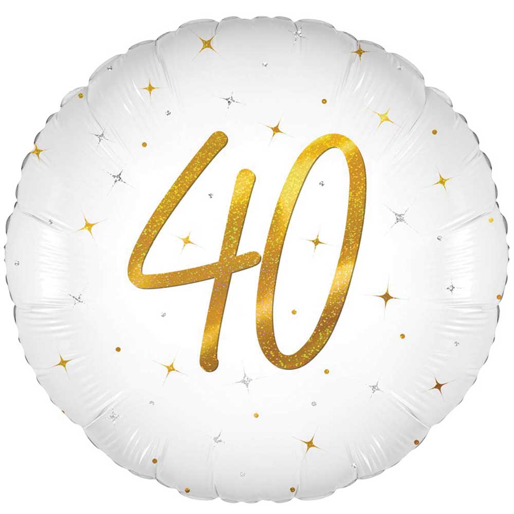 18 inch ELEGANT SPARKLE WHITE 40 HOLOGRAPHIC