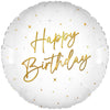 18 inch ELEGANT SPARKLE WHITE HAPPY BIRTHDAY HOLOGRAPHIC