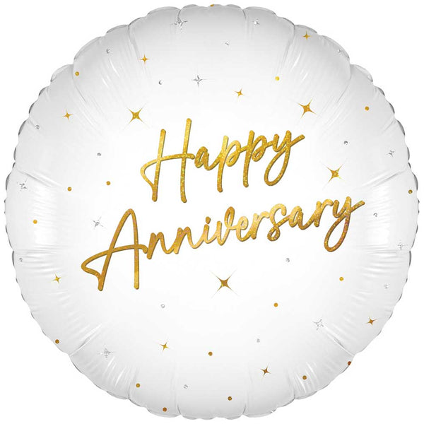 18 inch ELEGANT SPARKLE WHITE HAPPY ANNIVERSARY HOLOGRAPHIC