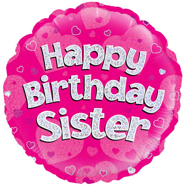 18 inch HAPPY BIRTHDAY SISTER HOLOGRAPHIC