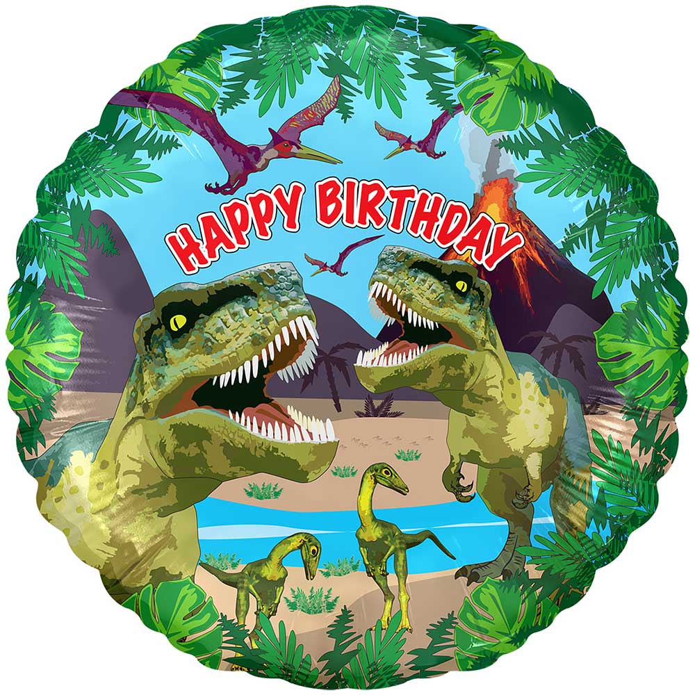 18 inch JURASSIC DINOSAUR HAPPY BIRTHDAY METALLIC