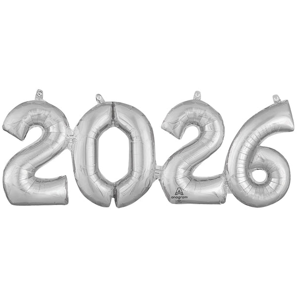 24 inch 2026 BLOCK PHRASE - SILVER (AIR - FILL ONLY) - LA Balloons