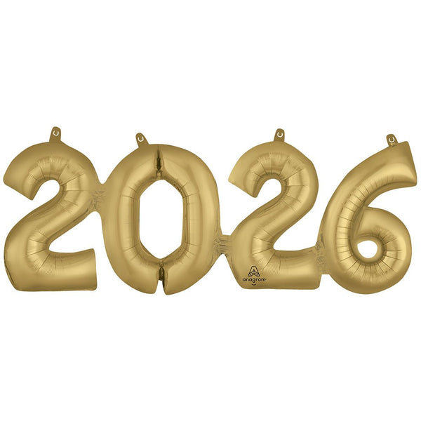 24 inch 2026 BLOCK PHRASE - WHITE GOLD (AIR - FILL ONLY) - LA Balloons