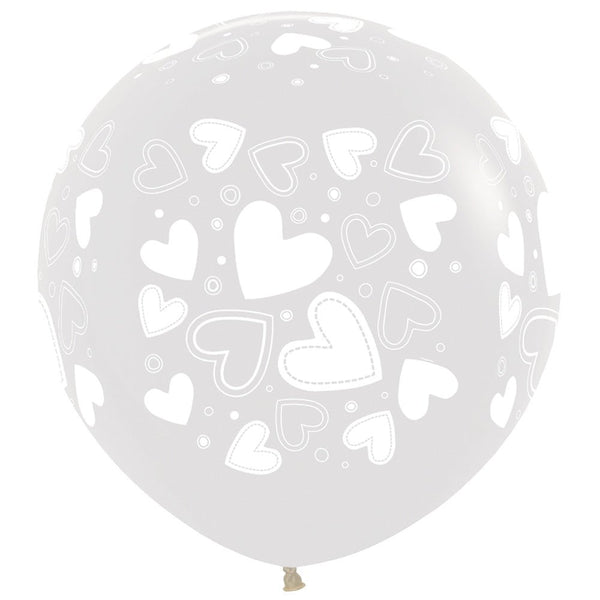 24 inch ASSORTED HEARTS - CRYSTAL CLEAR - LA Balloons