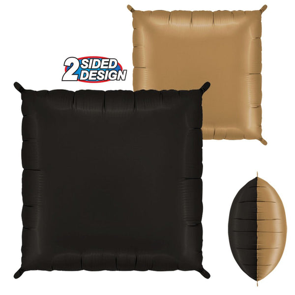 24 inch DECO BICOLOR SQUARE - BLACK & CHAMPAGNE (2 PK) - LA Balloons