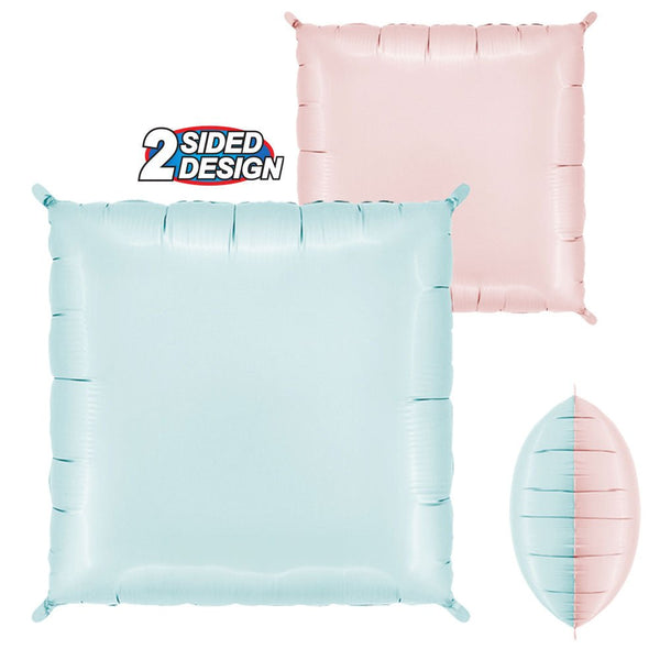 24 inch DECO BICOLOR SQUARE - PASTEL BLUE & PINK (2 PK) - LA Balloons