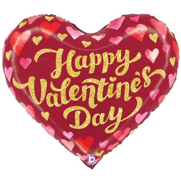24 inch HAPPY VALENTINE'S DAY SPARKLES HEART - LA Balloons