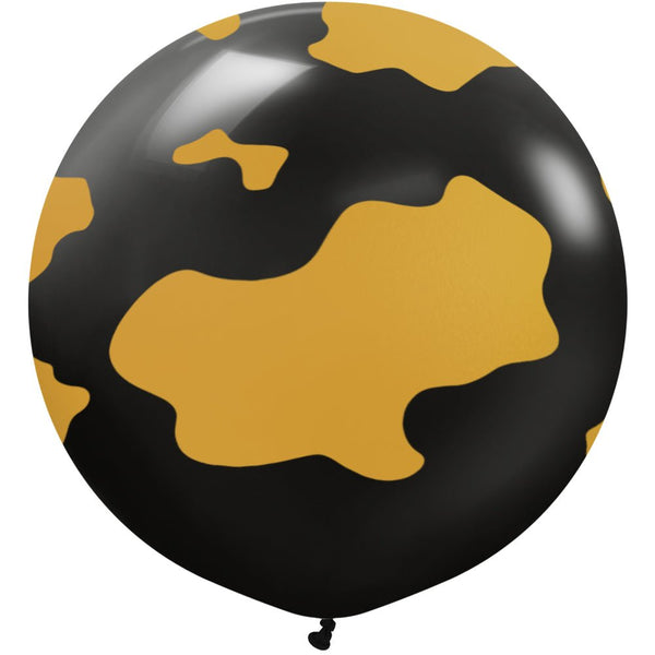 24 inch KALISAN SAFARI COUNTRY COW - BLACK W/ GOLD INK - LA Balloons
