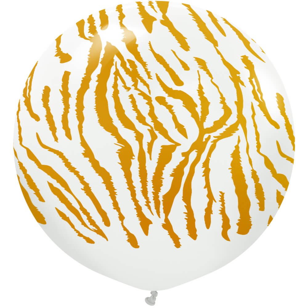 24 inch KALISAN SAFARI TIGER - WHITE W/ GOLD INK