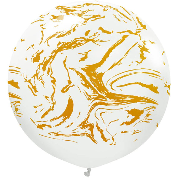 24 inch KALISAN SPACE NEBULA - WHITE W/ GOLD INK - LA Balloons