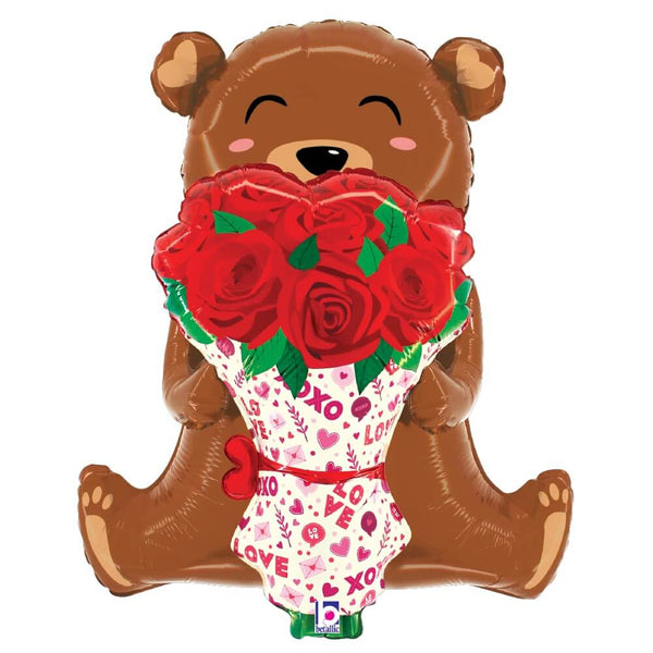 25 inch ROSE BOUQUET BEAR - LA Balloons