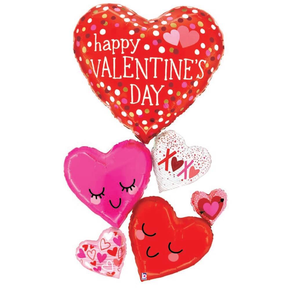 Betallic 58 inch SPECIAL DELIVERY VALENTINE HAPPY HEARTS Foil Balloon 25321P-B-P