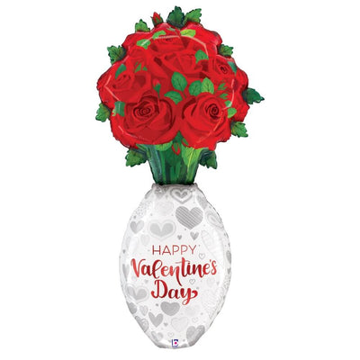 Betallic 66 inch SPECIAL DELIVERY VALENTINE ROSE VASE Foil Balloon 25323P-B-P