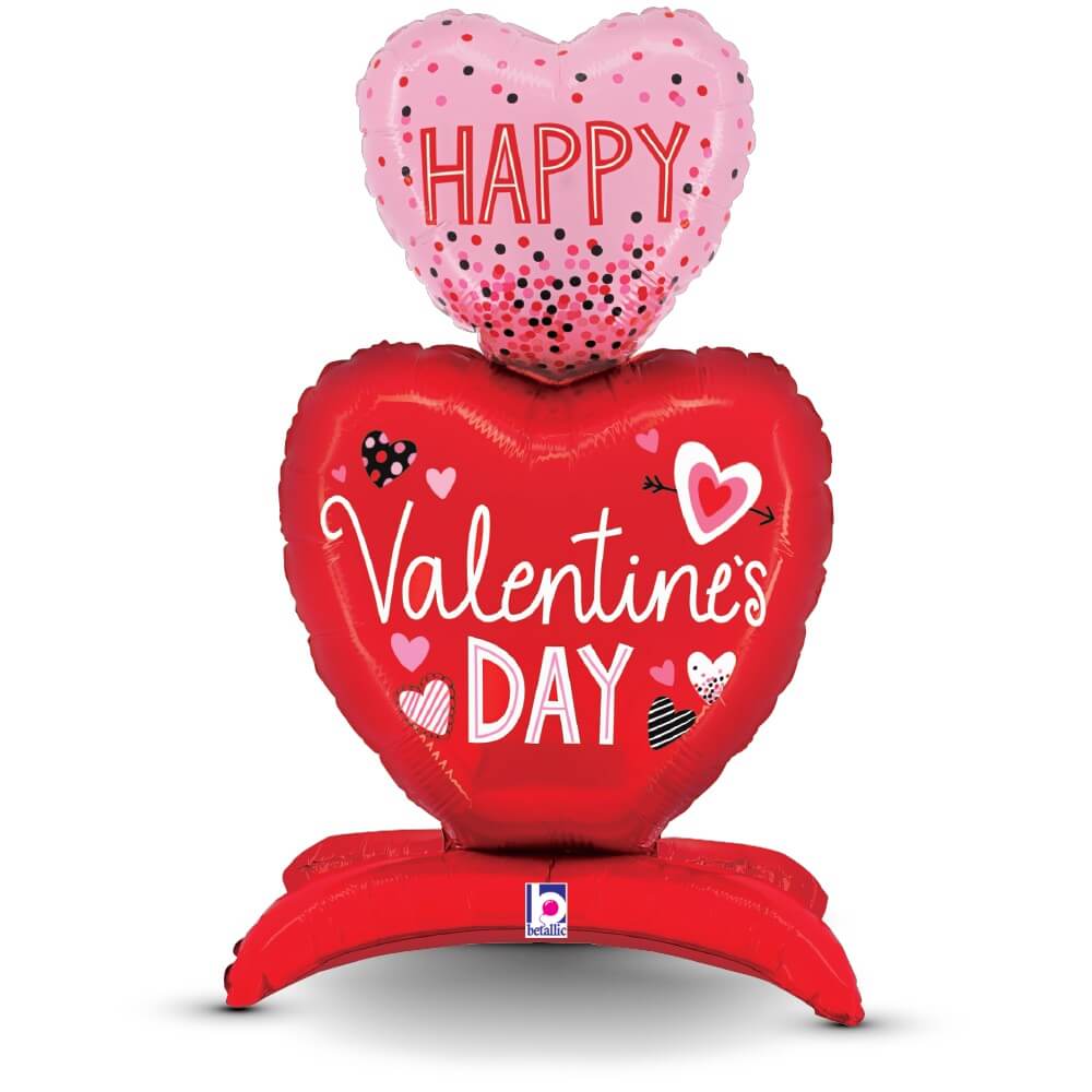 Betallic 28 inch STANDUPS VALENTINE HEARTS Foil Balloon 25324P-B-P