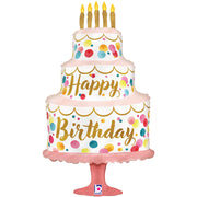 Betallic 33 inch HAPPY BIRTHDAY SATIN PINK CAKE Foil Balloon 25369P-B-P