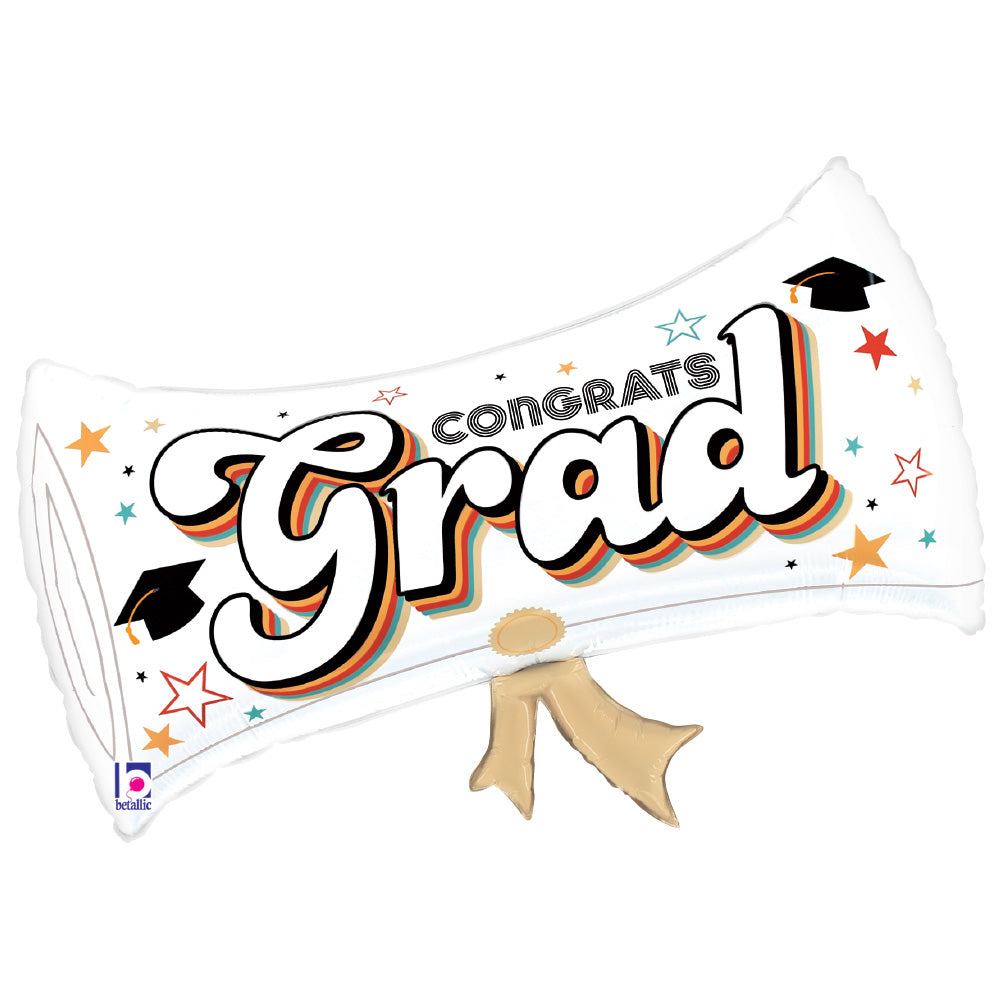 Betallic 26 inch RETRO GRAD DIPLOMA Foil Balloon 25447P-B-P