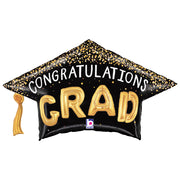 Betallic 30 inch CONGRATULATIONS CONFETTI GRAD HAT Foil Balloon 25448P-B-P