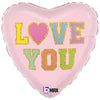 Betallic 18 inch LOVE PATCH HEART Foil Balloon 26330P-B-P