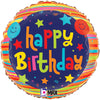 Betallic 18 inch HAPPY BIRTHDAY BALLOONS AND STARS Foil Balloon 26357P-B-P
