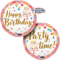 Betallic 18 inch HAPPY BIRTHDAY SATIN PINK PARTY Foil Balloon 26369P-B-P