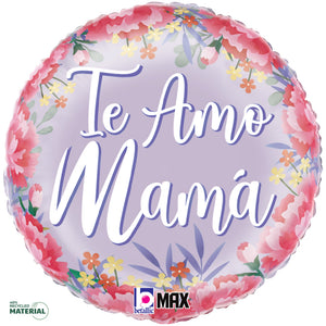 Betallic 18 inch SATIN FLORAL TE AMO MAMA Foil Balloon 26436P-B-P