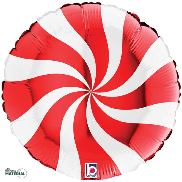 18 inch SWIRLY WHITE & RED