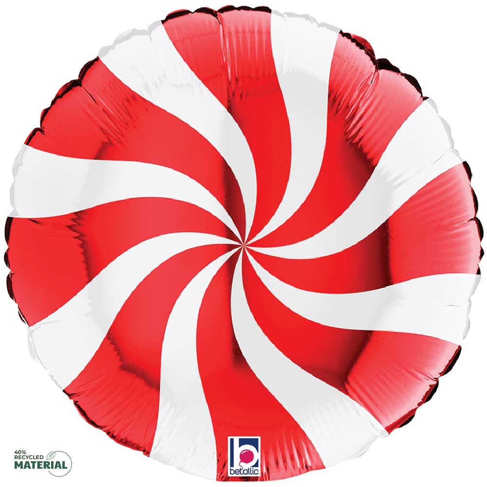 18 inch SWIRLY WHITE & RED