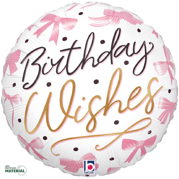 18 inch PINK BOW BIRTHDAY WISHES