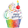 27 inch HAPPY BIRTHDAY RAINBOW OMBRE CUPCAKE - LA Balloons