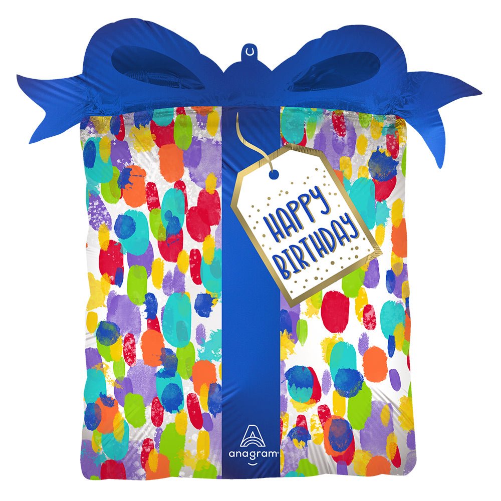 27 inch SATIN PAINTERLY DOTS BIRTHDAY