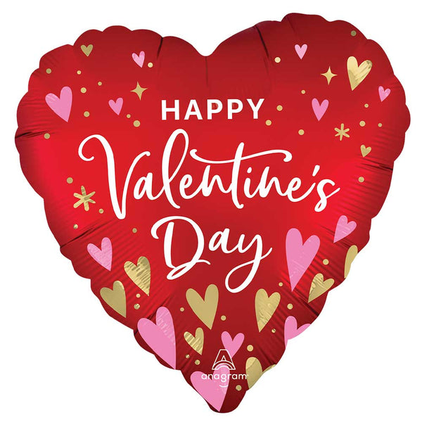 28 inch SATIN HAPPY VALENTINE'S DAY HEARTFELT ELEGANCE - LA Balloons