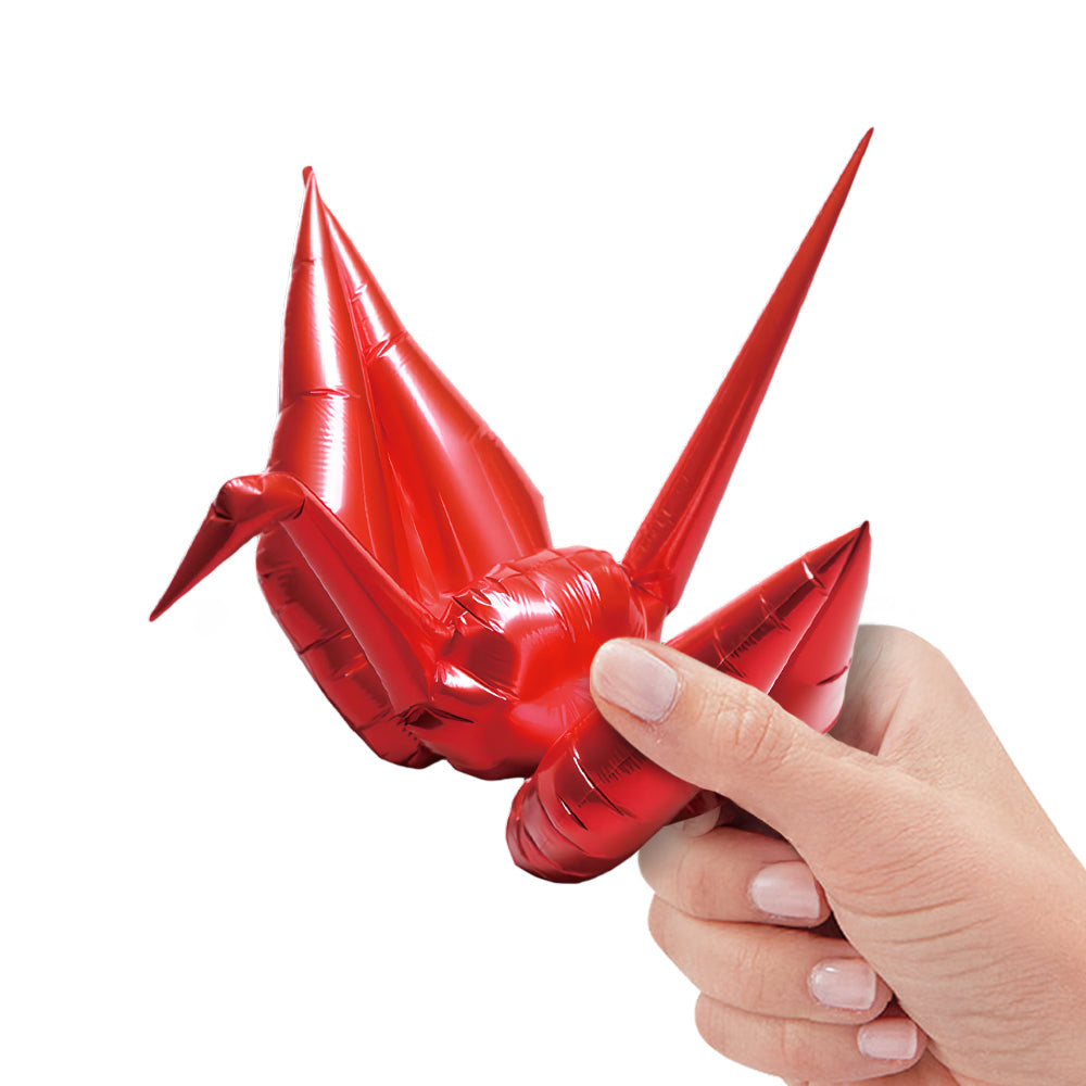 7 inch ORIGAMI CRANE METALLIC RED (AIR-FILL ONLY)