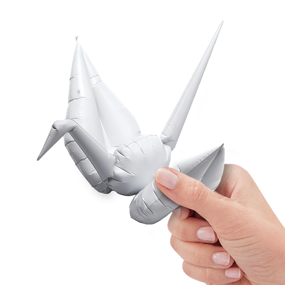 7 inch ORIGAMI CRANE METALLIC WHITE (AIR-FILL ONLY)